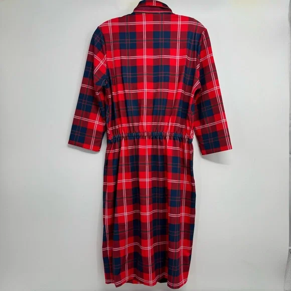 Gretchen Scott Designs Red and Blue Plaid Long Sleeve Dress - Picture 7 of 16